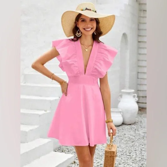 open lace back dress Pink Cottagecore Dress– The Cottagecore